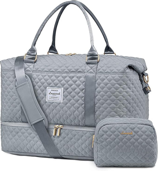 LOVEVOOK Travel Duffle Bag,Weekender Bags for Women with Shoe Compartment，Carry on Overnight Bag with Toiletry Bag,Gym Duffel Bag with Wet Pocket, Hospital Bags for Labor and Delivery