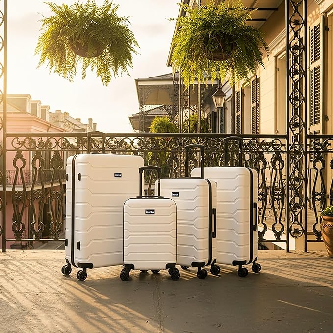 InUSA TREND Luggage with Spinner Wheels | Durable Lightweight Hardside Suitcase, Travel Sets with Handle and Trolley | (20in, 24in, 28in, 32in) 4 Piece Set | White