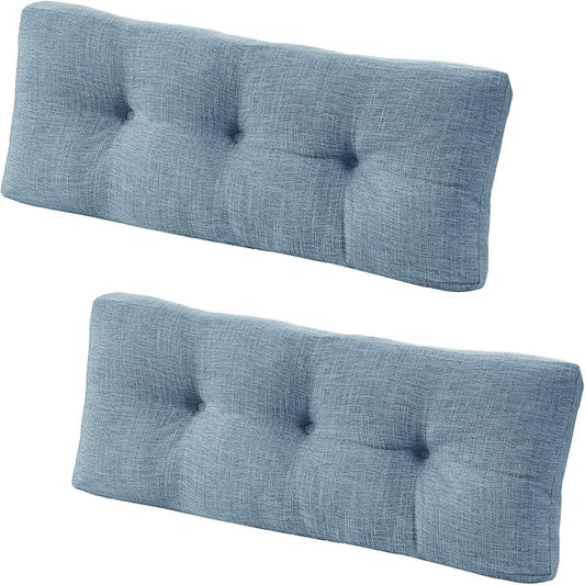 downluxe Indoor Bench Cushion for Indoor Furniture, Non-Slip Tufted Overstuffed Textured Foam Bench Seat Cushion, 36" X 14" X 4", Blue, 2 Pack
