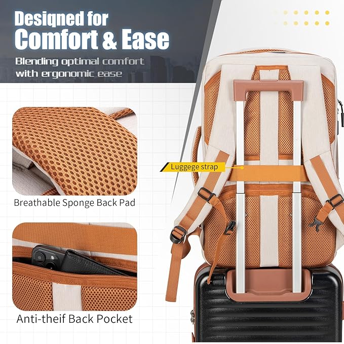 42L Travel Backpack with 4 Packing Cubes, TSA Friendly Flight Approved Carry-On Bag, Water-Resistant Weekender Business Backpack for Men Women, Fits 17.3" Laptop