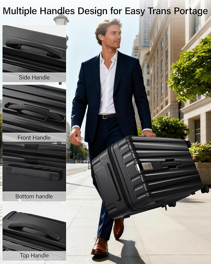 Hanke 29 Inch Plus Expandable Luggage Large Suitcases with Wheels,Checked Luggage Hard Shell Suitcases, PC Trunk Luggage Extra Large Suitcase with Lock for Women Men(Jet Black)