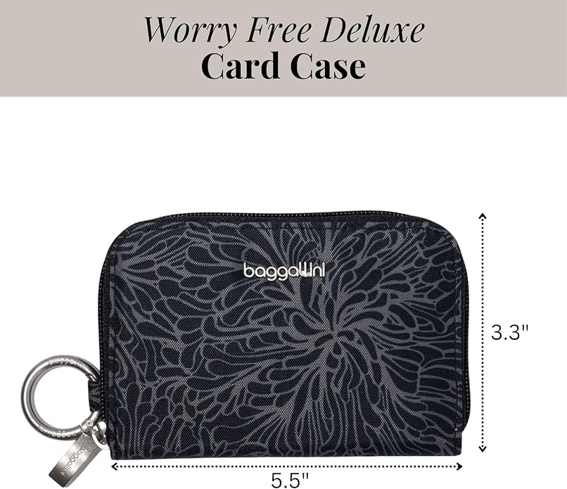 Baggallini Deluxe Card Case - Lightweight 5.5"x3.3" RFID Protected Womens Wallet Card Holder