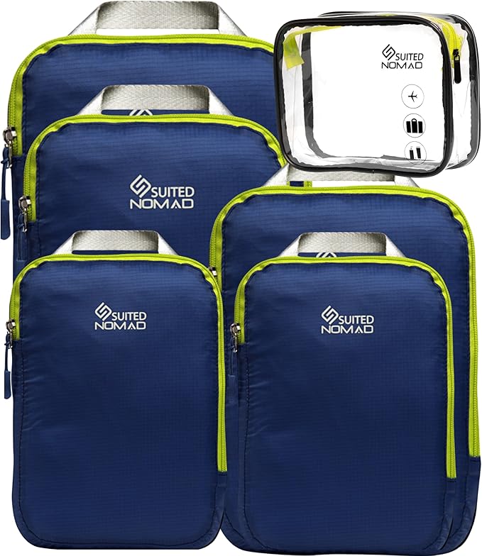 SUITEDNOMAD Ultralight Compression Packing Cubes Set, Suitcase and Backpack Travel Organizer Bags