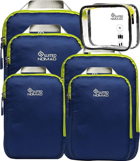 SUITEDNOMAD Ultralight Compression Packing Cubes Set, Suitcase and Backpack Travel Organizer Bags