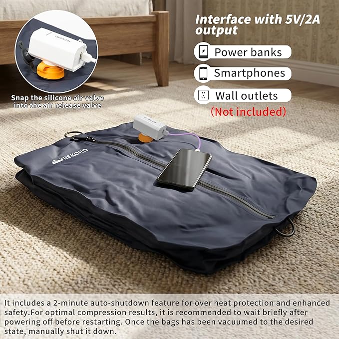 Vacuum Bag for Travel, Professional IPX8 Waterproof Reusable Vacuum Compression Bags for Travel Suitcases, Upgraded Durable Space Saver Bag(3 PACK Navy Blue,with pump)