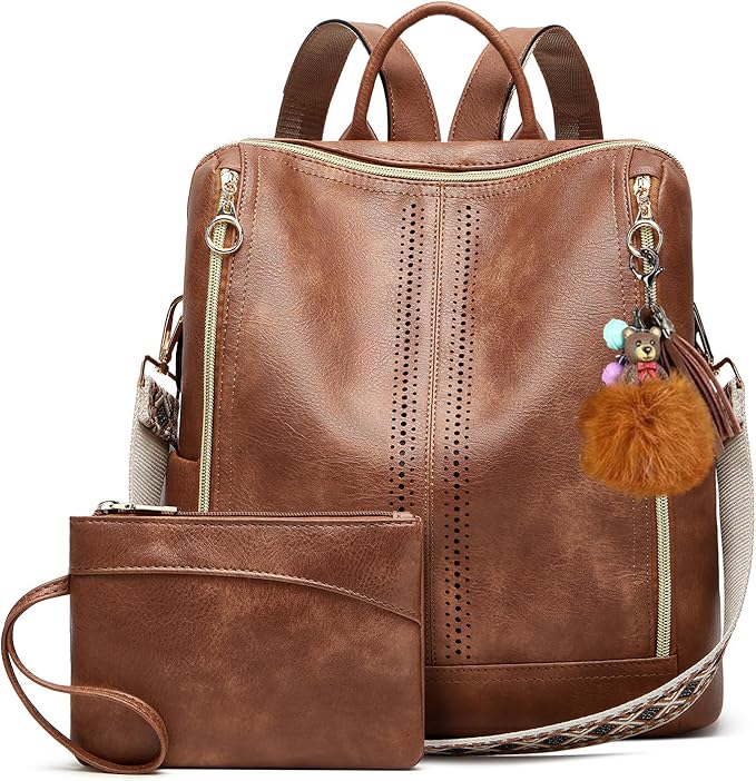 Makes Backpack Purse for Women PU Leather Travel Satchel Handbag Convertible Design Bag with Purse