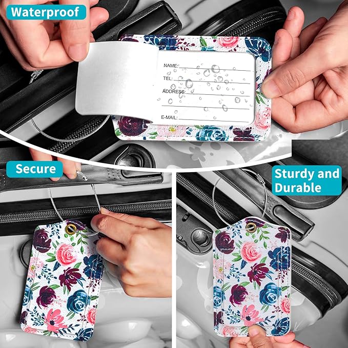 Fishent Luggage Tag, 3 Pack Travel Cruise Luggage Tags for Suitcases, Cute Suitcase Tags Identifiers Bag Tags with Privacy Flap, Baggage Name Tag for Women Men Luggage Backpack Handbag School Bag