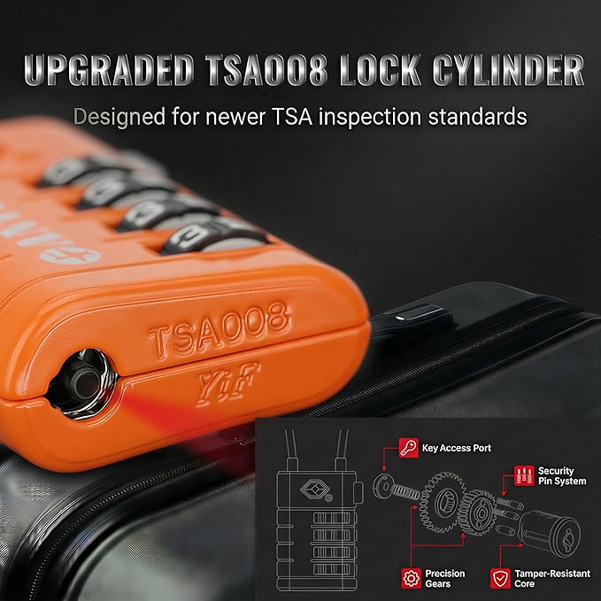 ANVIL TSA Approved Luggage Locks with Search Alert Indicator, 4-Digit Combination Suitcase Lock, Advanced TSA008 Core Heavy Duty Anti-Theft Travel Lock for Double Zippers, Backpacks (4, Orange)