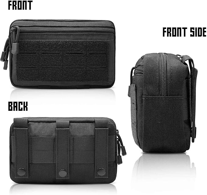 2 Pack 1000D Laser Cut Molle Pouches - Tactical Compact Water-Resistant Utility Admin Pouch for Vest Backpack Duty Belt Tactical Vests