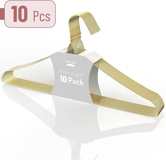 Mr. Pen Gold Metal Hangers - 10 Pack, Wire Coat Hangers for Clothes