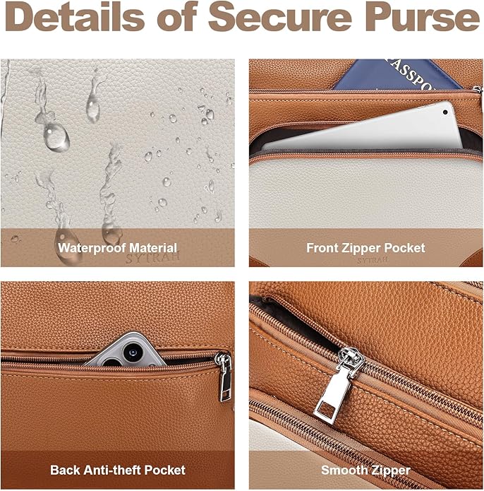SYTRAH Anti-Theft Crossbody Purse for Women, Crossbody Shoulder Bag with Built-in Wallet & RFID Blocking for Travel Workout