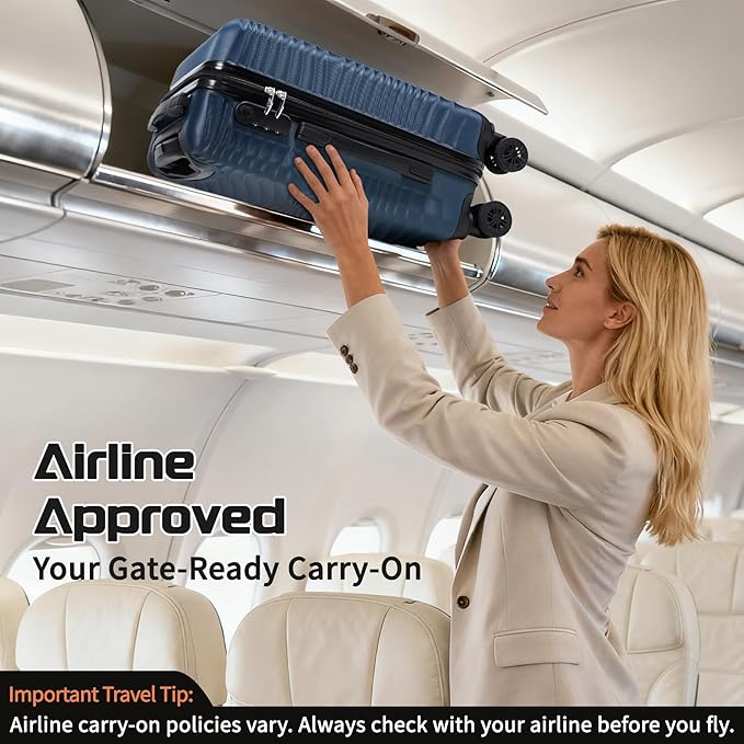 Luggage Sets 3 Piece, ABS Suitcase Set (20/24/28), Hardside luggage with Spinner Wheels, Travel Luggage,14x8x9 Airline Approved Carry on, Lightweight Luggage with High-Security Lock