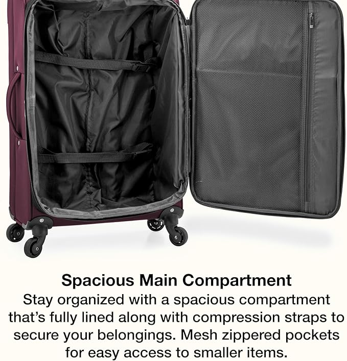 U.S. Traveler Anzio Softside Expandable Luggage with Spinner Wheels, Burgundy, 26-Inch Medium