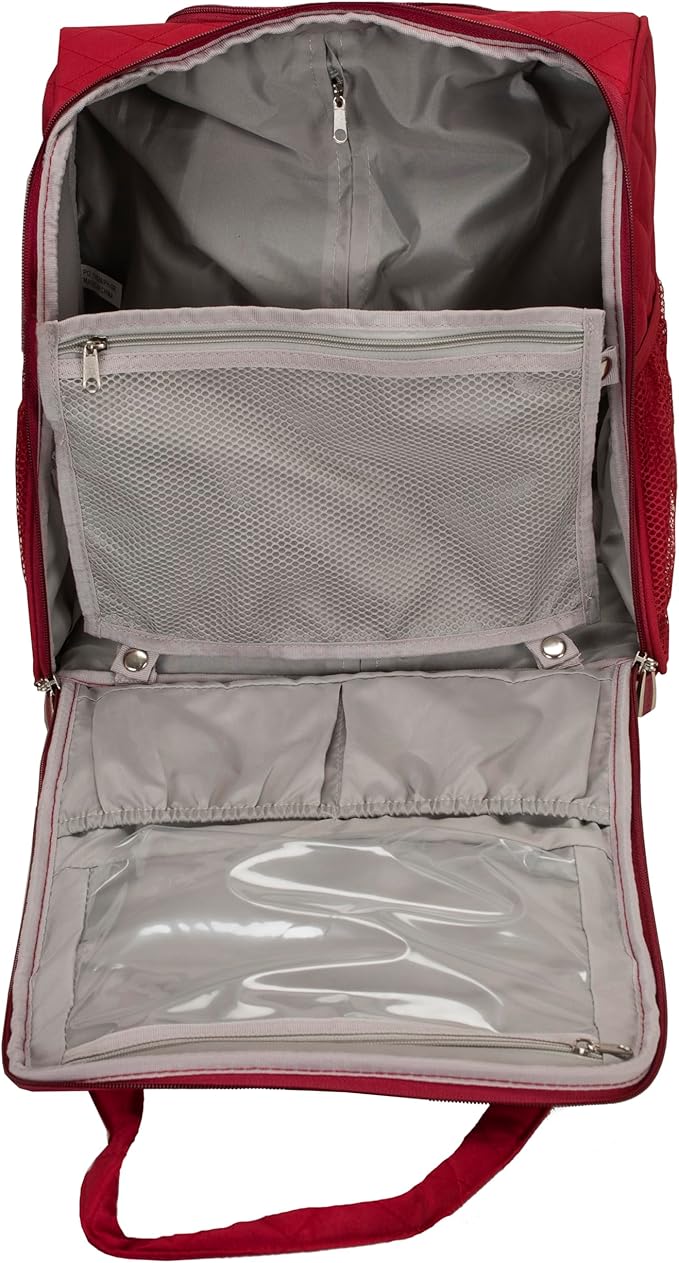 Rockland Melrose Upright Wheeled Underseater Luggage, Red, Carry-On 15-Inch