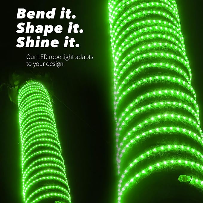 3312LEDs, 300ft LED Outside Rope Lights, Waterproof Permanent Outdoor ETL Certified Connectable Clear Tube, Christmas Palm Tree Holiday Decorative Landscape Patio Accent Lighting - Green