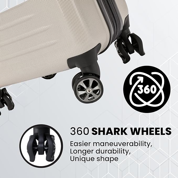 Spyder Rails Expandable Hardside Upright Suitcase with 360° Spinner Wheels, TSA Approved Lock (Oatmeal, Large Checked)