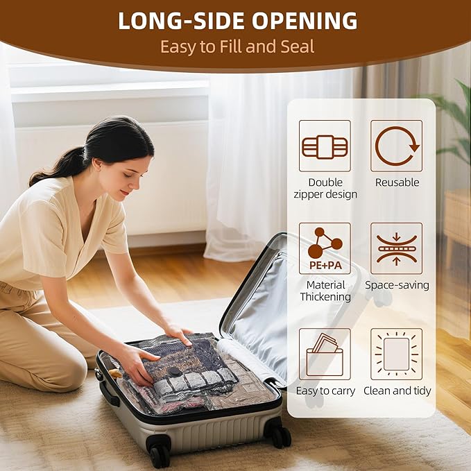 15 Pack Vacuum Seal Bags with Wireless Rechargeable Electric Pump,Vacuum Storage Bags with LED Light (5L+5M+5S),Vacuum Bag with Electric Pump,Space Saver for Clothes and Clothing Travel