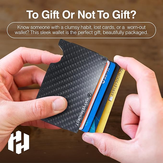 Hayvenhurst Wallet For Men - Reinvented Design Men's Wallet - Slim, Minimalistic & Seamless, Blocks RFID Scanners with a Cash Strap (Carbon Fiber) | Reinvented Design, Slim, Minimalistic, Seamless, Blocks RFID Scanners, Cash Strap