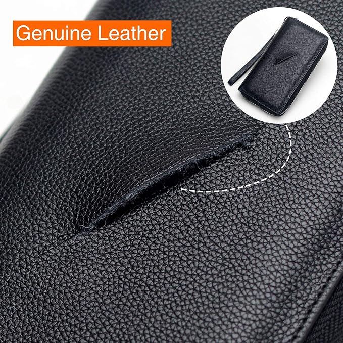 Bveyzi Women RFID Blocking Wallet Leather Zip Around Phone Clutch Large Capacity Ladies Travel Purse Wristlet | RFID Blocking, Zip Around, Large Capacity
