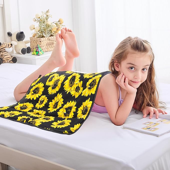 yescool Weighted Lap Blanket 2 Pounds Cooling Weighted Lap Pad, Sunflower Small Weighted Blanket, Weighted Throw Blanket Gifts for Travel Indoor Outdoor, 20"x30"