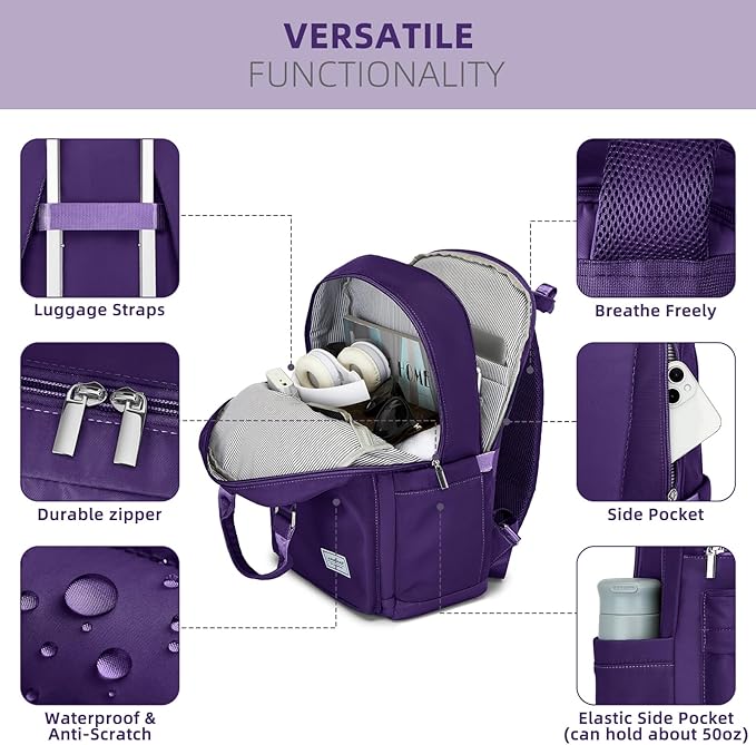 LARVENDER Luggage Sets 3 Piece, Hardside PP Carry On Suitcase with 360° Spinner Wheels TSA Lock Luggage Sets for Women, Grape Purple