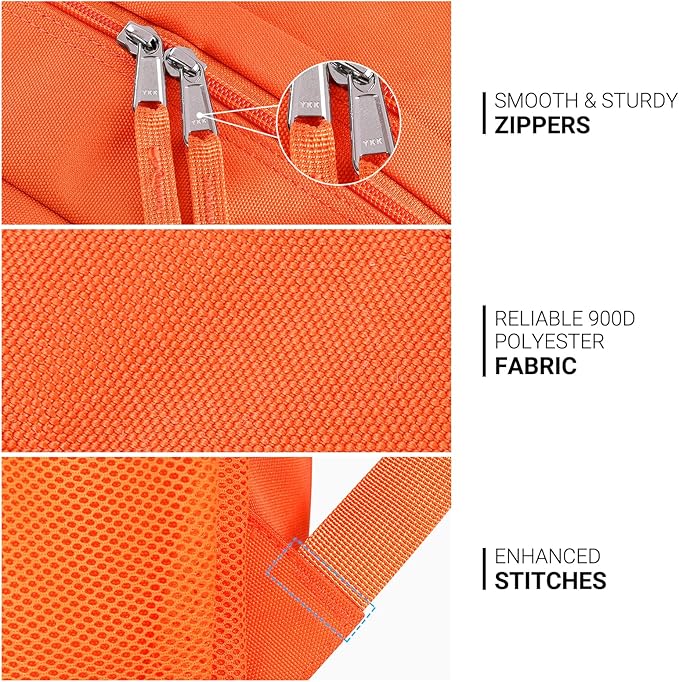 ZORFIN 26L Backpack for College, and Travel: Water Resistant Bookbag - Tangerine