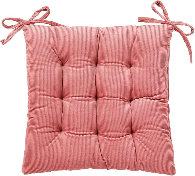 HLOVME Corduroy Chair Cushion with Ties Ultra Soft Warm Floor Cushion for Kids Reading Nook Comfortable Square Seat Cushion for Adult 15.7”x15.7”, Cosmos