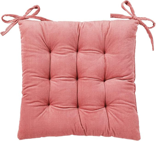 HLOVME Corduroy Chair Cushion with Ties Ultra Soft Warm Floor Cushion for Kids Reading Nook Comfortable Square Seat Cushion for Adult 15.7”x15.7”, Cosmos