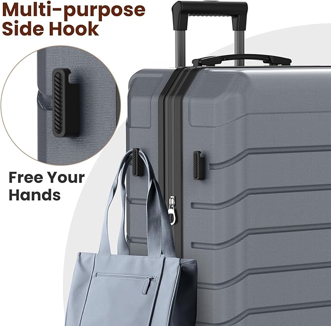 Luggage Sets 3 Piece, Hardside Carry On Suitcase with Spinner Wheels, Lightweight Durable Luggage for Travel | TSA Lock, Expandable Suitcase Set for Men and Women（20/26in） (Grey)