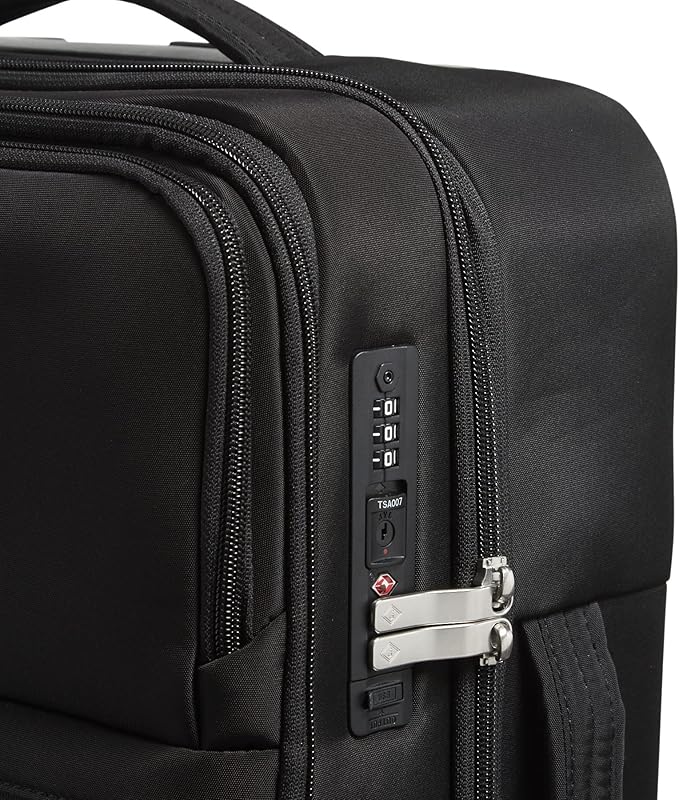 Vera Bradley Women's Softside Rolling Suitcase Luggage, Black, 22" Carry On & 27" Check In