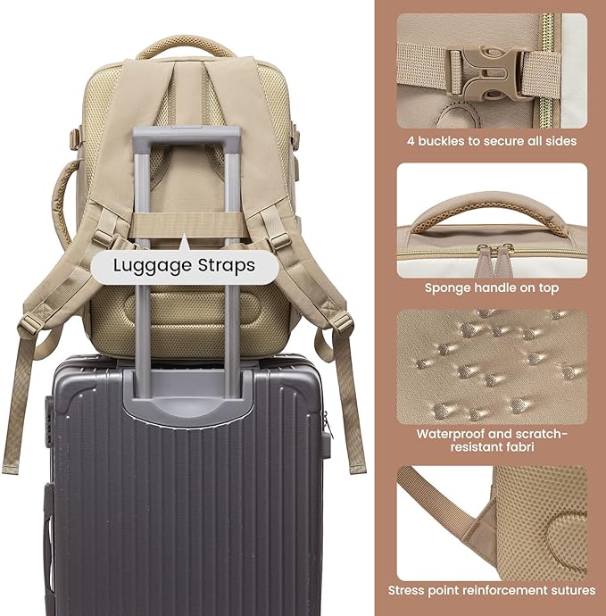 LOVEVOOK Travel Backpack for Women Men, 40L Carry On Backpack with 3 Packing Cubes,TSA Personal Item Travel Bag Airline Approved, Water Resistant Weekender Overnight Luggage Daypack