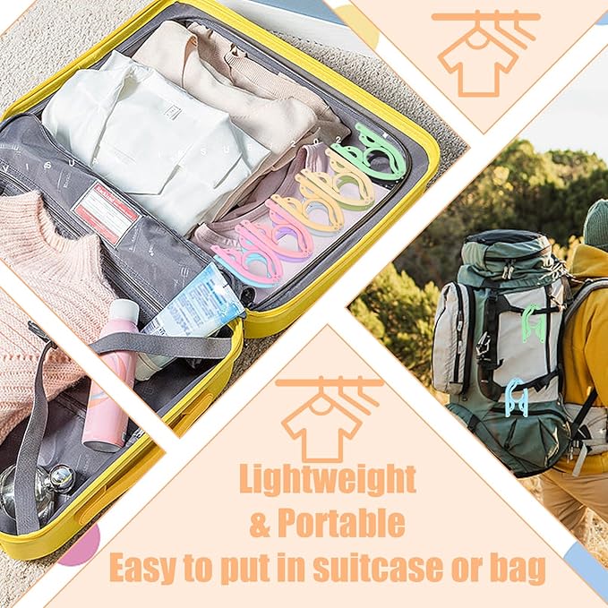 40 Pcs Folding Hangers - Colored, Portable, Foldable for Travel & Home Use, 10 Colors