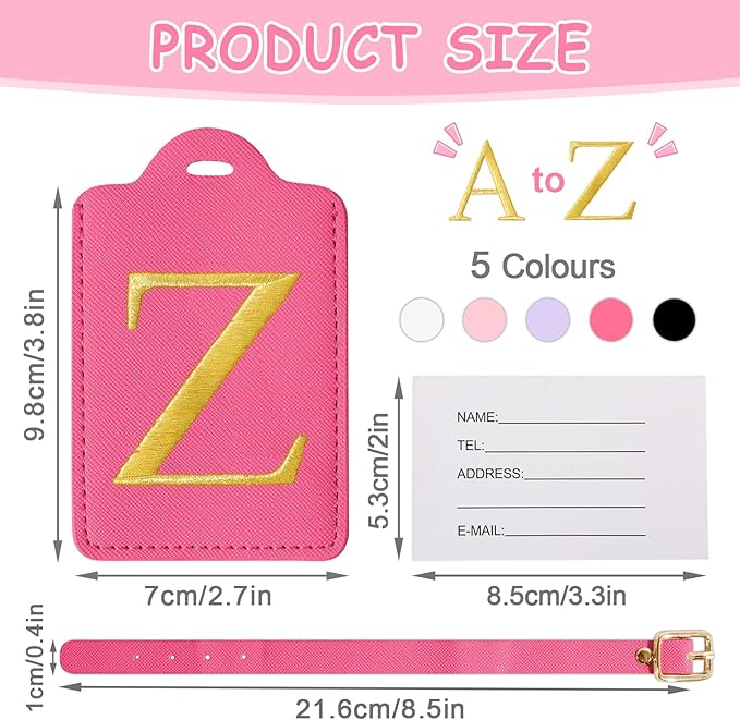 Personalized Initial Letter Luggage Tags for Suitcases,Suitcase Identifier Baggage Tag,Cute Travel Luggage Tags,Best Gift Wedding Birthday for Couples Honeymoon Friend Family Vacation(Rosered Z)