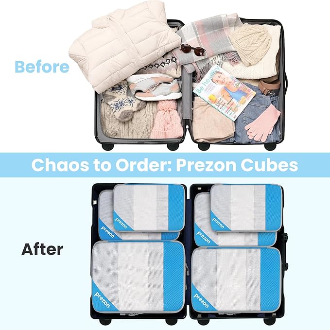 Compression Packing Cubes for Travel, Lightweight Vacation Travel Essentials, Travel Accessories for Suitcase Organizer Bags Set, Durable Luggage Organizer