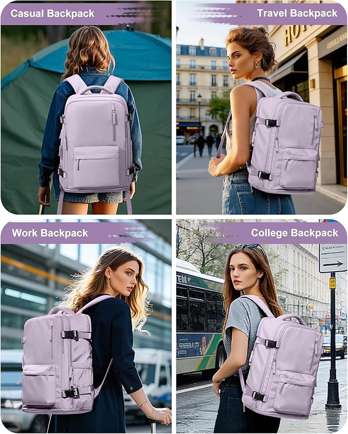VGCUB Carry on Travel Backpack for Women Men Large Laptop Gym Work Frontier Airlines Personal Item Bag Business Airport Lightweight Backpack Flight Approved Mochilas de Viaje, Purple