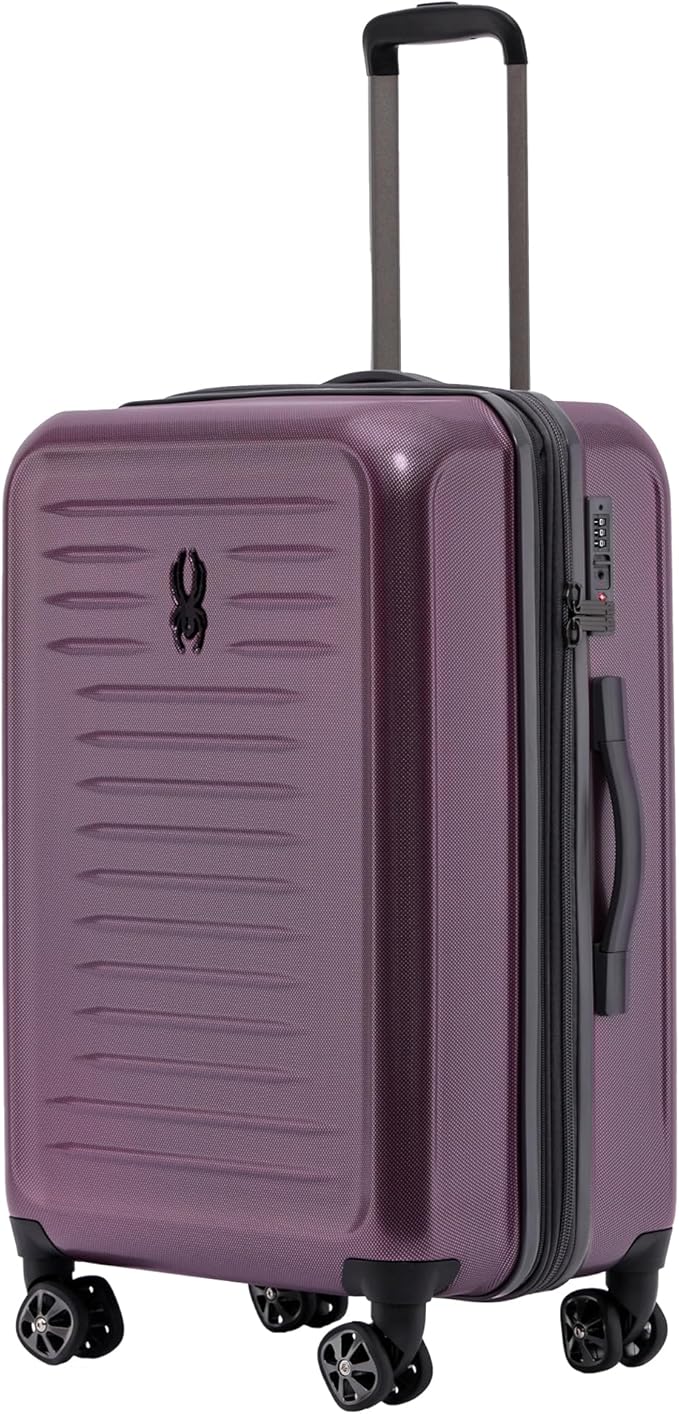Spyder Rails 25 Inch Expandable Hardside Checked Suitcase with 360° Spinner Wheels, TSA Approved Lock