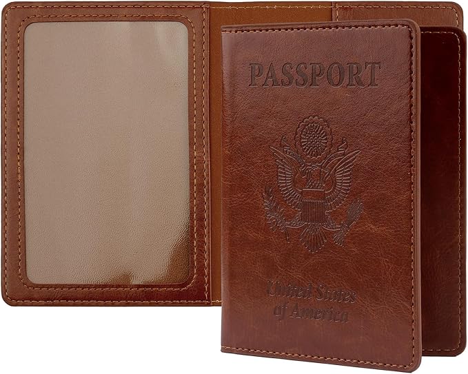 Passport Holder Women, Passport Holder, Passport Wallet Travel Must Haves, 1 Pack Passport Holder for Men, Passport Cover, Passport Case, Travel Passport Cover for Travel Essentials, Brown