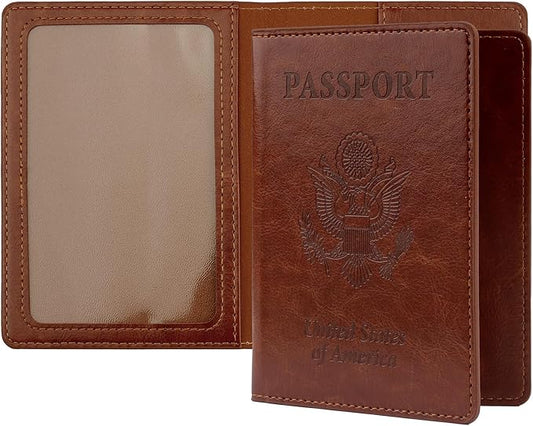 Passport Holder Women, Passport Holder, Passport Wallet Travel Must Haves, 1 Pack Passport Holder for Men, Passport Cover, Passport Case, Travel Passport Cover for Travel Essentials, Brown