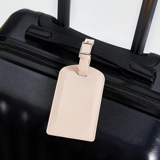 3 Pack Luggage Tags for Suitcases, TSA Approved Bag Tags, Baggage Tags with Privacy Protection, Travel Essentials Luggage Accessories, Cream White