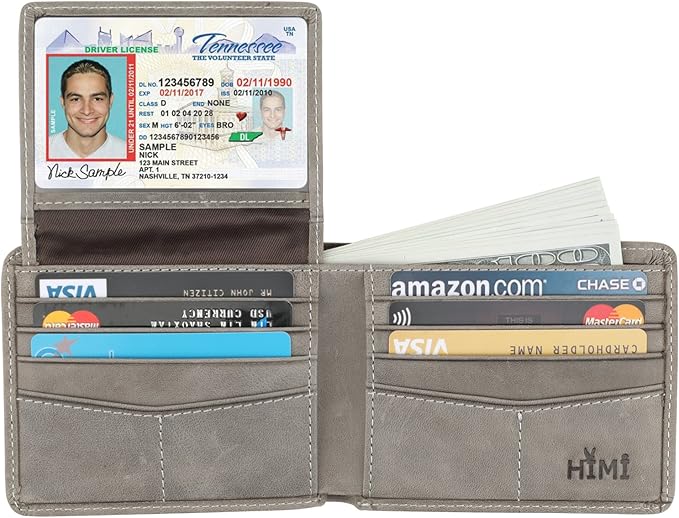 Wallet for Men-Genuine Leather RFID Blocking Bifold Stylish Wallet With 2 ID Window