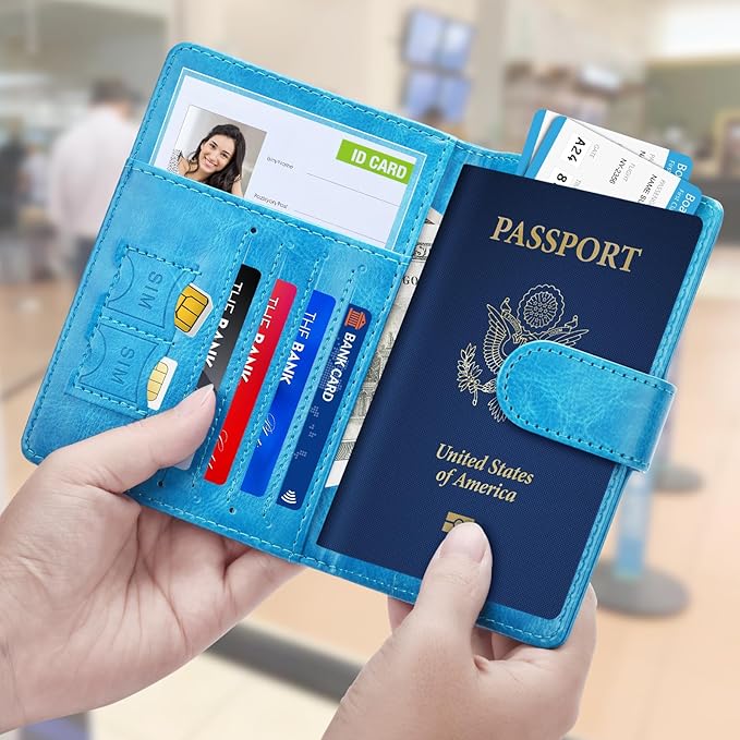 Herain Passport Holder for Travel Cruise Essentials, 2 Pcs Passport Cover Wallet Case Travel Gifts Women Men Family, RFID Passports Book Card Holders Travels Accessories Must Haves