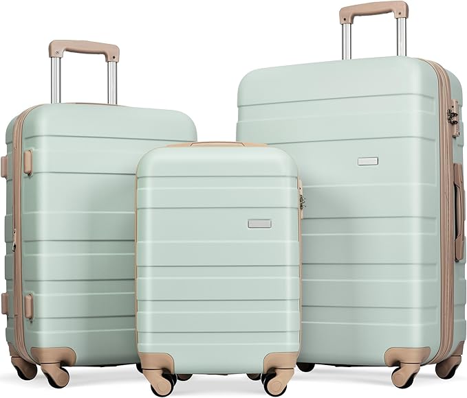 Merax 3 Piece ABS Hardshell Luggage Sets Spinner Wheel Suitcase
