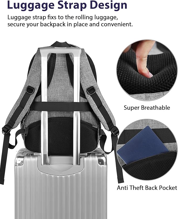 MATEIN 18 Inch Extra Large Laptop Backpack, 50 L Travel Backpack with Anti Theft Pocket & TSA Laptop Compartment for Men Women, Multiple Pockets Business Computer Carry On, Grey