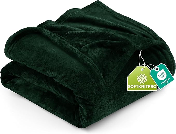 Utopia Bedding Fleece Blanket Queen Size Forest Green 300GSM Luxury Anti-Static Fuzzy Soft Microfiber Bed Blanket (90x90 Inch)