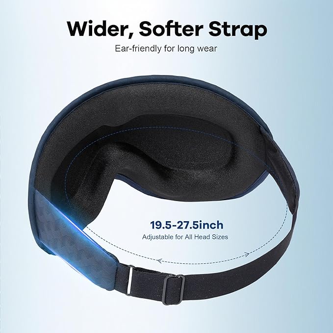 Weighted Blackout Sleep Mask for Men: 3D Contoured Zero Eye Pressure Sleep Mask for Stress Relief, Deep Sleep & Airplane Travel Essentials, Night Shift, Office Nap, Adjustable Strap, Blue
