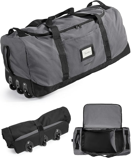 BAGSMART 83L Foldable Travel Bag, Large Duffle Bag for Travel, Weekender Duffel Luggage Bag for Sport College Camping, Water Resistant, Dark Gray