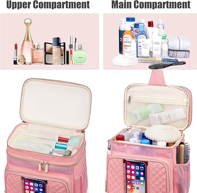 Large Toiletry Bag for Women Men,Bathroom Bag,Water Resistant Shower Bag,Makeup Bag,Portable Shower Caddy for College Dorm,Hanging Travel Toiletry Bag with Transparent Waterproof Phone Pocket