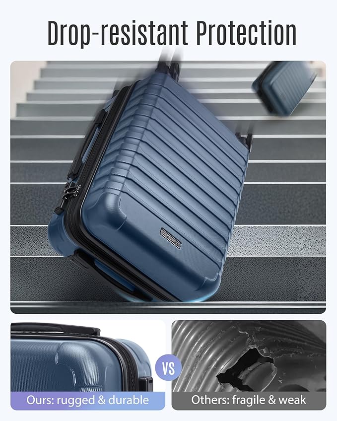 LIGHT FLIGHT Luggage Sets, Carry On Luggage 22x14x9 Airline Approved, Carry On Travel Bag Suitcases with Wheels, Expandable Hardside Lightweight Rolling with TSA Lock 2-Piece Set (DB/20),Royal Blue