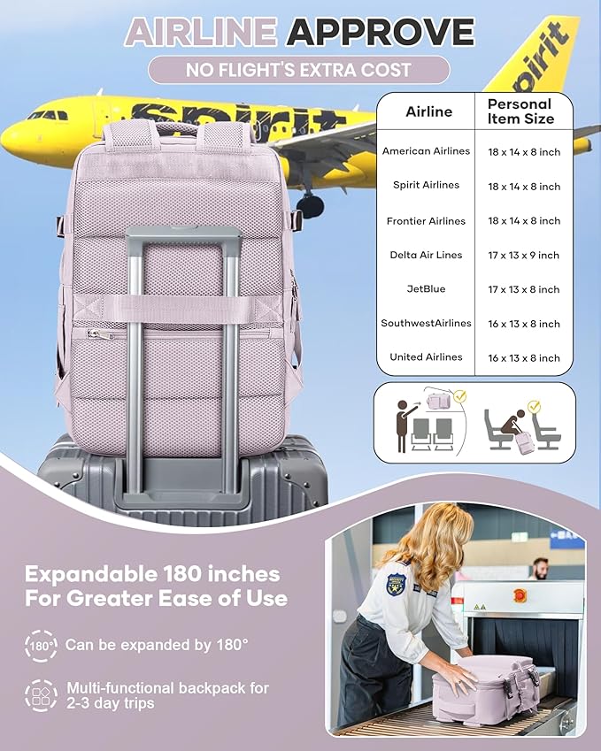VECAVE Vacuum Travel Backpack with Pump for Women, Personal Item Carry on Backpacks Flight Approved 18x14x8 inches for Men,Laptop Waterproof Work Compression bags Casual Daypack. (Pink)