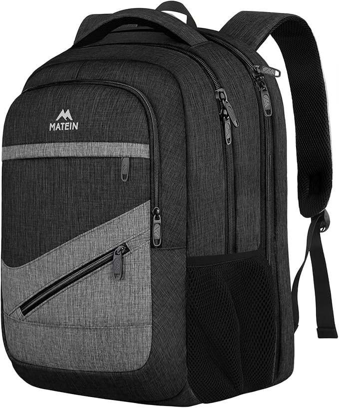 MATEIN Extra Large 50 L Travel Laptop Backpack, Water Resistant Work Computer Backpack with Anti Theft Pocket, TSA Friendly Business Daypack with Multiple Organizer Pockets for Men, Black Grey